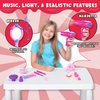 JOYIN 17Pcs Girls Beauty Salon Set, Pretend Play Doll Hair Stylist Toy Kit with Hairdryer, Mirror, Curling Iron and Other Accessories for Kids Toddler Fashion Cutting Makeup Party Favor, Birthday Gift