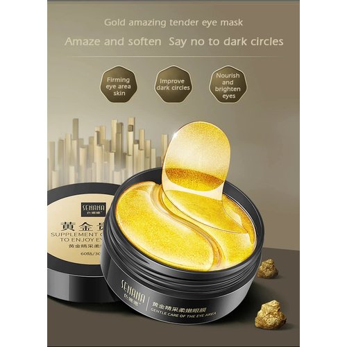 Senana MarinaUnder Eye Masks, Eye Lines And Moisturizing Eye Patches, Moisturizing, Nourishing, Improving Eye Bags, Dark Eye Circles, Under Eye Gel Pads with Collagen Hyaluronic Acid (60 Pieces) (24K Golden eye Collagen)
