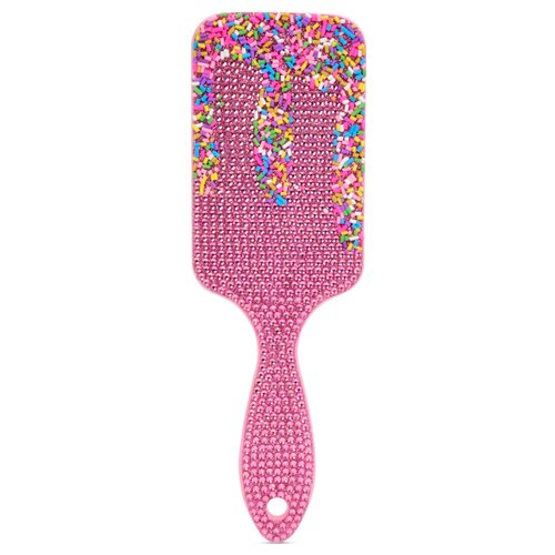 iscream Sprinkle Sparkle 9" Nylon Bristle Brush for Wet or Dry Hair with Shiny Embellishments