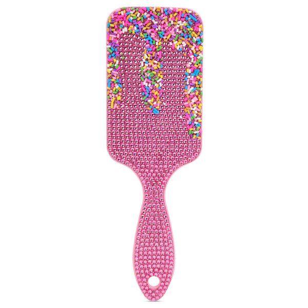 iscream Sprinkle Sparkle 9" Nylon Bristle Brush for Wet or Dry Hair with Shiny Embellishments