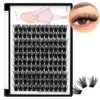 Bodermincer 120 Clusters/box Wide Cluster 3D Effect Glue Bonded Cluster Eyelashes Individual Eyelash Extension Eyelashes Bunches False Eyelashes Home Eyelash Extension (18MM)