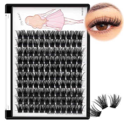 Bodermincer 120 Clusters/box Wide Cluster 3D Effect Glue Bonded Cluster Eyelashes Individual Eyelash Extension Eyelashes Bunches False Eyelashes Home Eyelash Extension (18MM)
