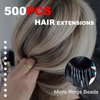 BUPPLER Silicone Lined Micro Ring Beads for Hair Extensions Wig 500PCS 5mm Micro Rings Links Tool