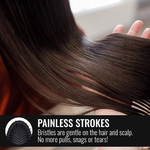 HAI DETANGLER - Premium Smoothing Paddle Brush for Wet or Dry Hair - Midnight Black