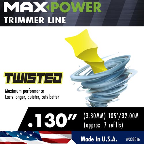 Maxpower 338816 Premium Twisted Trimmer Line .130-Inch Twisted Trimmer Line 105-Foot Length