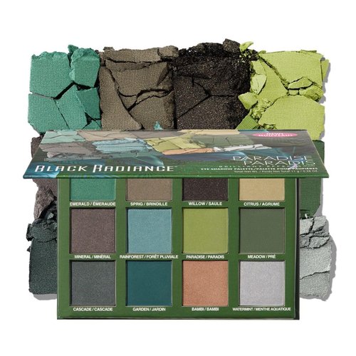 Black Radiance Brilliant Effects Eye Shadow Palette, 12 Intense Ultra Pigmented Powder, Buildable & Blendable Versatile Matte to Shimmer Finishes, Cruelty-Free & Vegan - Paradise