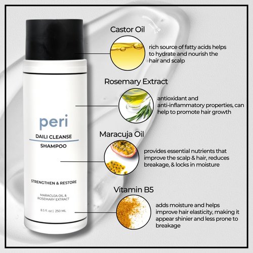 Peri Restorative Sulfate-Free Shampoo - Promotes Shine and Manageability, Strengthening and Hydrating for all Hair Types, Gentle, Vegan, Color Safe, Parabens and Sulfates