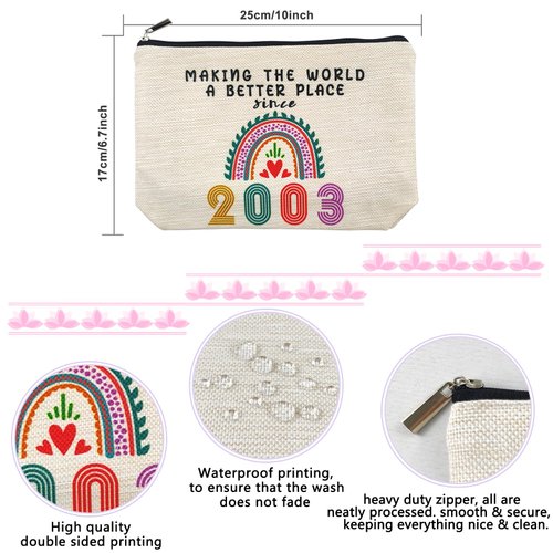 Happy 21st Birthday Gifts Ideas for Her Makeup Bags, Women, Teenage Girls Trendy Stuff, Girls, Friends, Daughter, Christmas, 2003 Funny Cosmetic Travel Pouch 21 Year Old Birthday Decorations from Mom