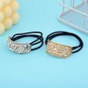 4Pcs Simple Elastic Hair Tie Bands Rhinestone Crystal Hair Ropes Jewelry Ponytail Holder Fashion Hair Accessories for Women Girls, Gold and Silver