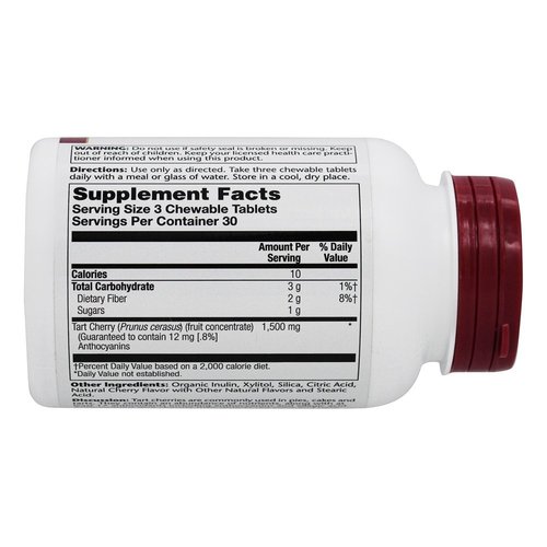 Solaray Guaranteed Potency Tart Cherry Fruit Extract, Chewable, Cherry (Btl-Plastic) 500mg | 90ct
