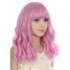 PATTNIUM Light Pink Wig Kids Short Wavy Wig Pink Wig with Bangs Girls Pink Wig Synthetic Wig Cosplay Costume Wig (Light Pink)