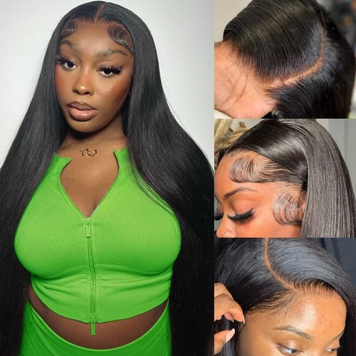 Valkous 30 Inch HD Straight Lace Front Wigs Human Hair Pre Plucked Straight Lace Front Wigs 13x4 Straight Human Hair Glueless Lace Frontal Wigs 180% Density Human Hair Straight Wigs