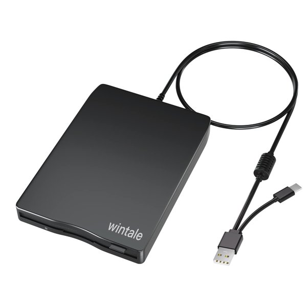 wintale USB Floopy Drive,Portable 3.5" USB External Floppy Disk Drive,Slim Plug and Play 1.44 MB FDD for PC Windows 2000/XP/Vista/7/8/10/11 Mac