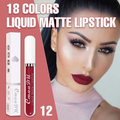 evpct CmaaDu 1Pcs Plum Purple Liquid Matte Lipstick Lipgloss Set for Women, labiales mate 24 horas originales matte larga duracion 24 Hour Lipstick Lip Stains Long Lasting Waterproof 24, 12#