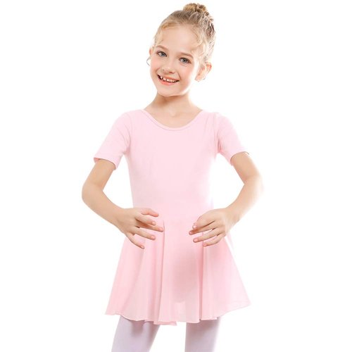 Stelle Ballet Leotards for Girls Dance Leotard with Skirt Toddler Dance Outfits Criss-Cross Back (Pink,4T)