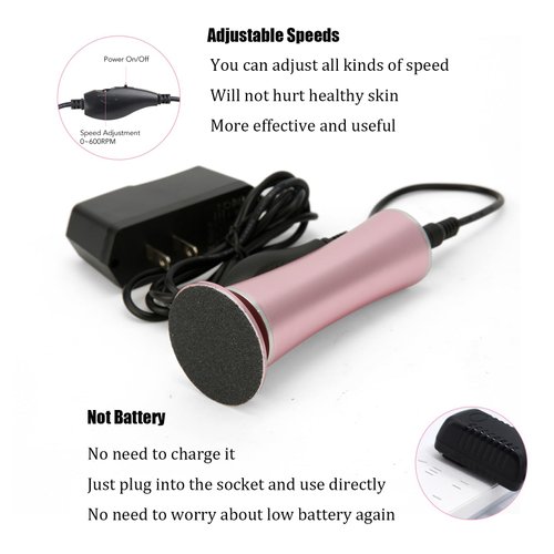 Electric Foot File Callus Remover Professional Foot File Pedicure Tools Adjustable Speed 60pcs Replacement Sandpaper disc Easy to Remove Cutin Dead Skin calluses(Rose Gold 60pcs)