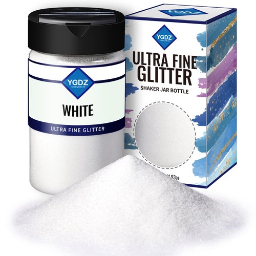YGDZ White Glitter, Fine White Glitter, 140G 4.93OZ Snow Glitter, Christmas Glitter, Crafts Glitter, Clear Glitter, Extra Fine Glitter for Crafts, Resin Arts Tumbler, Glitter Flakes for Festival