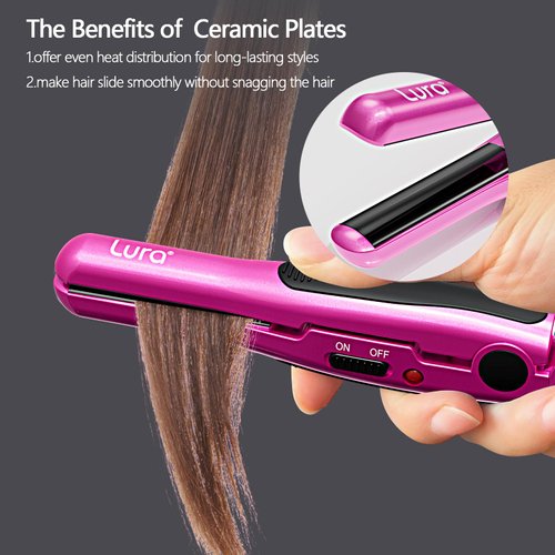 LURA Mini Flat Iron for Short Hair,1/2 Inch Small Hair Straightener for Edges,Dual Voltage Flat Irons for European Travel,Tiny Portable Hair Straightening Irons for Pixie Haircut