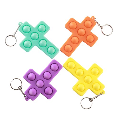 LIZAIOK 4 Pcs Mini Push pop Bubble Fidget Sensory Toys, Keychain Stress Relief Hand Toy, Anxiety Stress Reliever Office Desk Gifts for Kid and Adult.