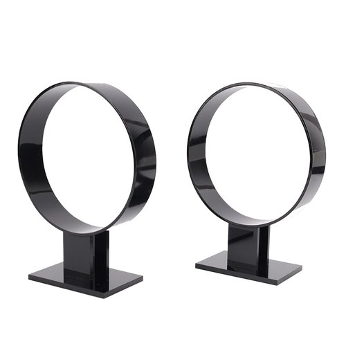 WEIHAOSKY 2PCS Acrylic Headband Holder, Headband Display Stand, Round Shape Headband Holder, Single Hair Hoop Headband Organizer, Fixing Headband Stand for Home, Boutique, Counter (Black)