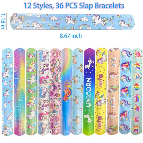 NovaHance 36 PCS Unicorn Slap Bracelets Kids Party Favors,Bulk Snap Bracelet Party Favors Supplies for kids&teens Gifts Teacher Classroom School Favors Prizes Exchanging Gift