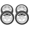 HIRCQOO OD 2.67" Rubber Tires & 12mm Hex Hub Plastic Wheel Rims Compatible with HSP Tamiya HPI Kyosho 1/10 On-Road Touring Car,WLtoys 1/14 144001 RC Buggy (White)
