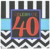 Must-Have Chevron and Stripes 40th Birthday Party Beverage Napkins Tableware, Pack of 16, Multi , 5"x5" Paper