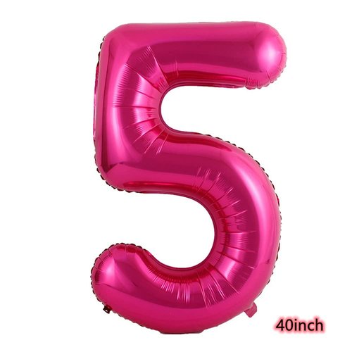 40 Inch Hot Pink Crown Numbers 5 Balloons ，5th Birthday Party Balloons Deorations Supplies，Giant Big Foil Mylar NumbersBalloons (Hot Pink 5)