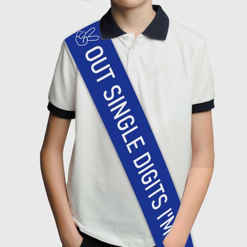 JOYMEMO Blue Peace Out Single Digits I'm 10 Sash, 10th Birthday Decorations for Boys, Double Digits Tenth Birthday Party Supplies