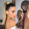 Metal Hair Ties, Hair Cuff Wrap Ponytail Holders, Gold Geometric Hair Elastic Ring for Thick Long Women Hair Accessories (Pattern D)