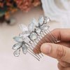 Unsutuo Crystal Bridal Hair Comb Opal Silver Hair Accessories Rhinestone Wedding Hair Pieces for Brides and Women(Silver)