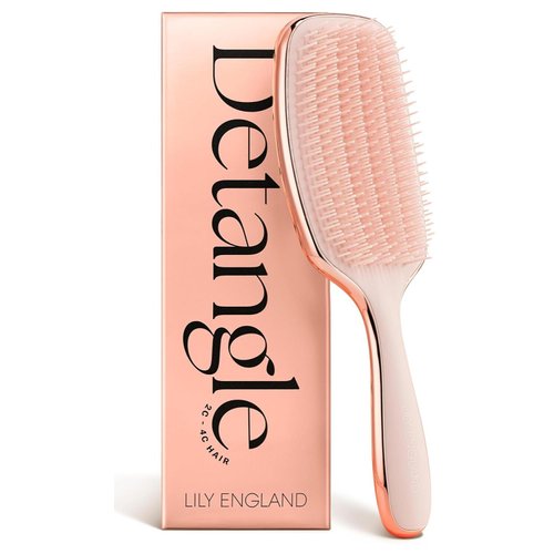 Lily England Detangling & Styling Brush - Pain-Free Brush for Curly Wet & Dry Hair With Flexible Bristles - Easy to Hold Rose Gold Brush for Women's 3c to 4c Curls