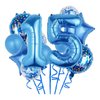 Balloons, 11 pcs Foil Balloons 15 Year Old for 15th Birthday Party Supplies Decoration， Confetti Balloon Kids Party Balloons Birthday Party Supplies 15 Years Old Birthday Balloon for Kids (15th, Blue)