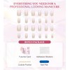 Sqaure Press On Nails Medium - Aegenacess Nude White Ombre Press on Nails, Stick On Nails for Women, Fake Nail with Jelly Stickers, Glue on Nails in 12 Sizes - 24 Nail Kit, Glazed Design