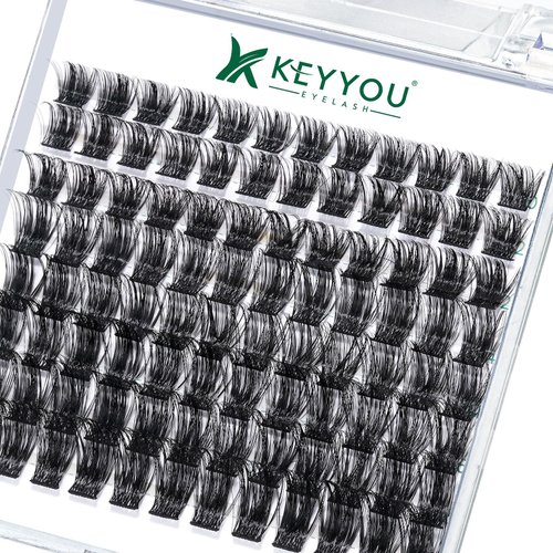 Lash Clusters,96 Pcs Cluster Lashes D Curl 10-18MIX DIY Lash Extensions Eyelash Clusters,KEYYOU Volume Wispy Individual Lashes Soft&Comfortable Easy DIY at Home(Y05,D-10-18MIX)