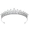 SAMKY Princess Cubic Zirconia Crystal Platinum Plated Pearl Bridal Tiara Crown T1265
