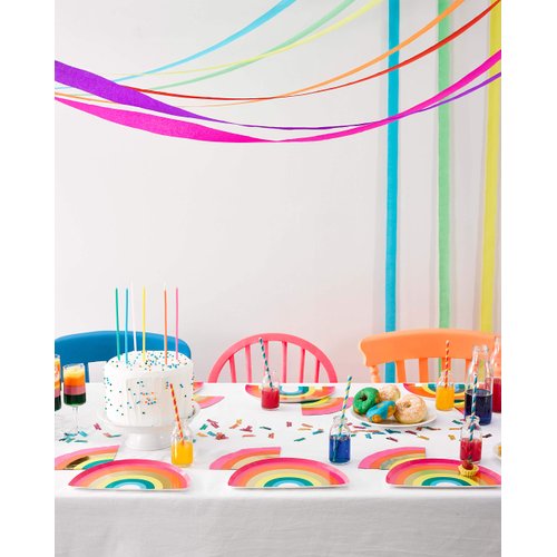 Talking Tables Rainbow Paper Table Cover for Kid's Party Supplies, Pride, 60s Themed Party | Disposable Tablecloth, Eco-Friendly, Recyclable Tableware | Rectangular 70" x 47"