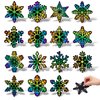 Whaline 120Pcs Christmas Snowflake Scratch Paper Art Rainbow DIY Scratch Art Set Magic Scratch Paper Off Cards with 120Pcs Ribbons and 60Pcs Wooden Styluses for Winter Crafts Ornaments Party Games