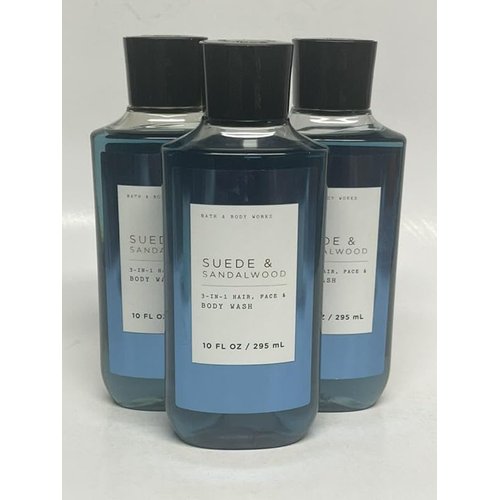 3 Mens Suede & Sandalwood Shower Gel bath body wash 10 oz
