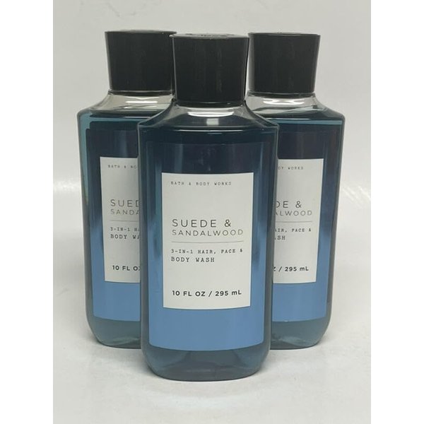 3 Mens Suede & Sandalwood Shower Gel bath body wash 10 oz