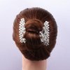 FXQHAN Easy Stretch Beaded Hair Combs Double Magic Slide Metal Comb Clip Hairpins for Women Hair Styling (White)