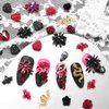 120 Pcs 3D Halloween Nail Art Charms, Multi Shapes Colors 3D Spider Snake Skull Hand Ghost Bat Acrylic Nail Charms Flatback Half Round Nail Rhinestones Gems and Charms for Halloween DIY Nails Art