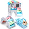 3 Pieces Fun Hamster Toys Guinea Pig Hideout Include PVC Hamster House, Rainbow Bridge, Hamster Seesaw Toy DIY Exercise Play Toys for Small Hamsters (Rainbow Color, Small)
