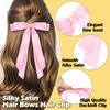 12Pcs Hair Ribbons Bow Clips for Women, FHDUSRYO Silky Satin Hair Bows Hair Clip, Slide Metal Clips with Long Tail, Solid Color French Barrette, BowKnot Hair Accessories for Girls Lolita Party Gift