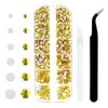 4240Pcs Flatback Yellow Rhinestones Glass Crystal Diamonds for Nail Art Crafts Tumblers Shiny Round with Tweezers and Picking Pen (SS6~SS20 Set)