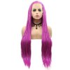 Purple Long Box Braided Wigs Micro Braided Lace Front Wigs for Women Hot Purple Braid Synthetic Wigs Glueless Heat Resistant Fiber Hair for Cosplay Party 28inches
