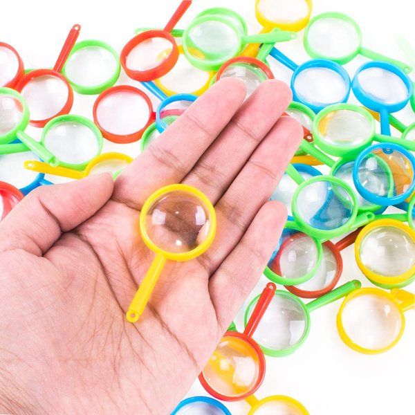 Super Z Outlet Mini 2" Magnifying Glasses Plastic Pocket Children Detective Explorer Crafts Colorful Party Favors (72 Pack)