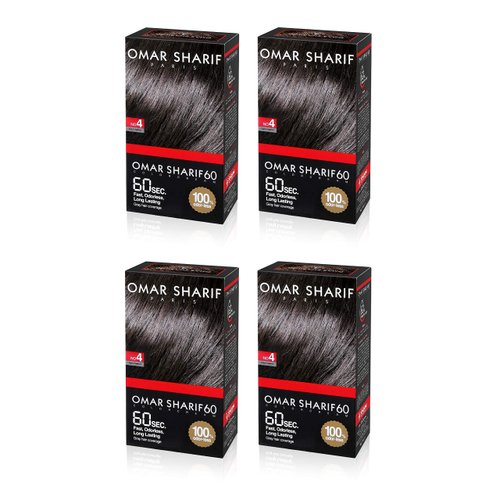 OS Speedy Hair Color No.4 Light Chestnut Hair Dye Covers Gray Hair in Just 60 Seconds Without any odor Ammonia FREE (Pack of 4)
