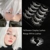 MUQIU37 White Lashes Fairy Eyelashes Cat Eye Wispy Spiky False Eyelashes Cosplay Manga Lashes Halloween Easter Lashes Natural Anime White Fake Lashes Fox Eye Long Volume Fake Eyelashes (MQ15-5 Pairs)
