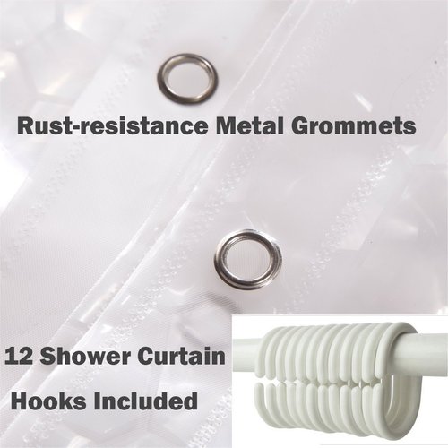 Adwaita 10 Guage Design Clear Shower Curtain Liner, Plastic 3D Water Cube Clear Shower Curtain Liner,No Odors, Eco Friendly